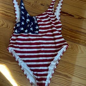 Patriotic Striped adult Swimsuit one piece America bathing suit